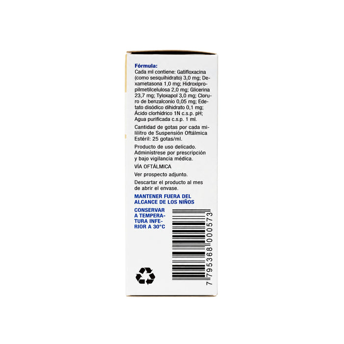 Gatidex Colirio Gatifloxacina 03% Dexametasona 01% X 5Ml