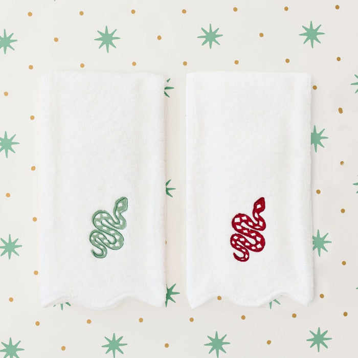 Green Snake Scallop Hand Towel