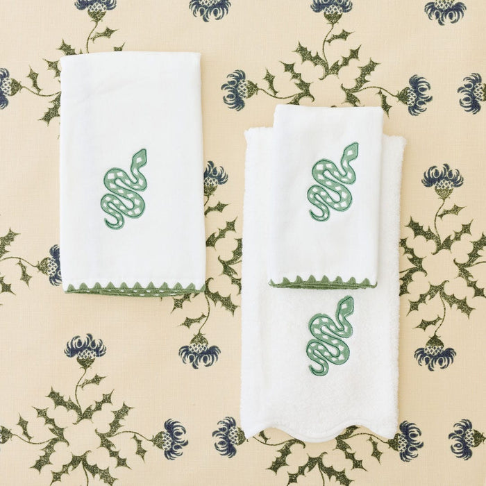 Green Snake Scallop Hand Towel