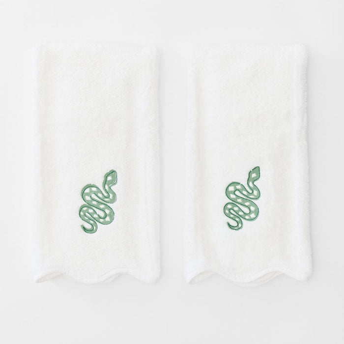 Green Snake Scallop Hand Towel