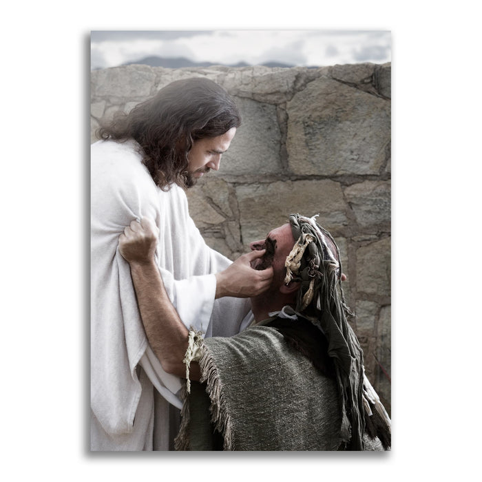 Jesus Christ 'Healing' the blind man. Realistic Christian art work on metal by Reflections of Christ.