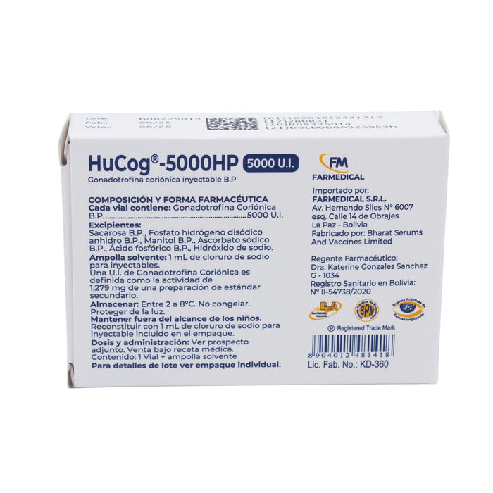 Hucog Gonadotrofina 5000Ui Im-Sc X Frasco+Ampolla