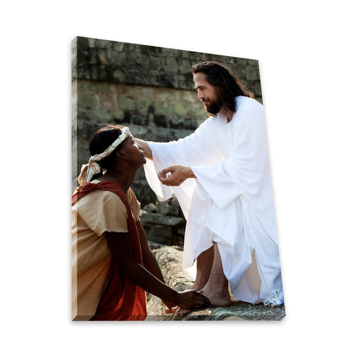 Jesus Christ 'I Perceive' comfort. Realistic Christian art work on canvas by Reflections of Christ.