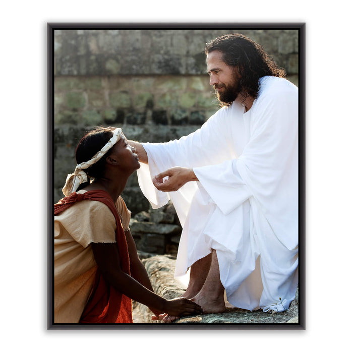 Jesus Christ 'I Perceive' comfort. Realistic Christian art work on metal with black frame by Reflections of Christ.
