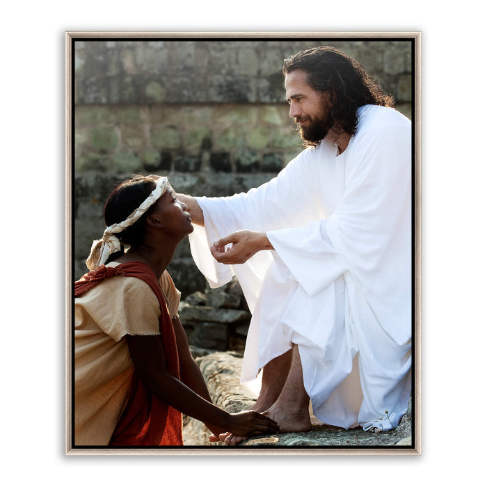 Jesus Christ 'I Perceive' comfort. Realistic Christian art work on metal with silver frame by Reflections of Christ.