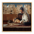 Realistic Christian photo. 'John' the Beloved with Jesus at Last Supper on canvas with gold frame by Reflections of Christ.