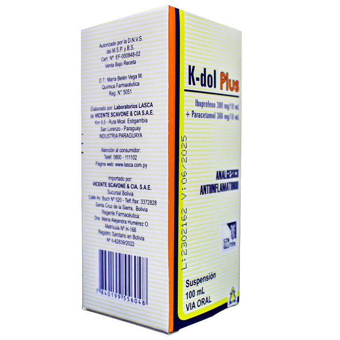 K-Dol Plus Ibuprofeno Paracetamol Suspensión X 100Ml