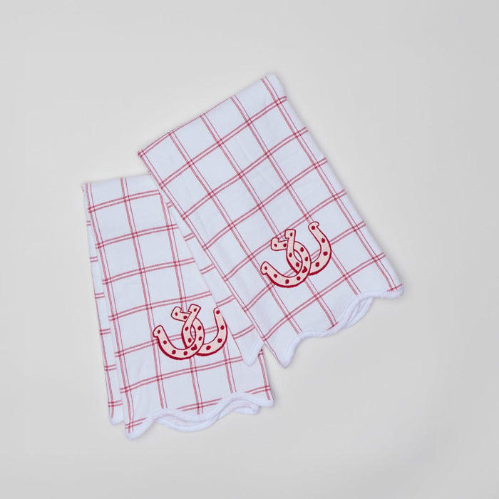 Horseshoe on Red Windowpane / No Embroidery