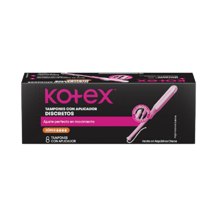 Kotex Tampones Con Aplicador Tamaño Super X 8 Unidades