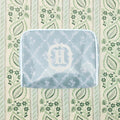 photo of the large patterned toiletry bag archive in Blue Trellis with applique