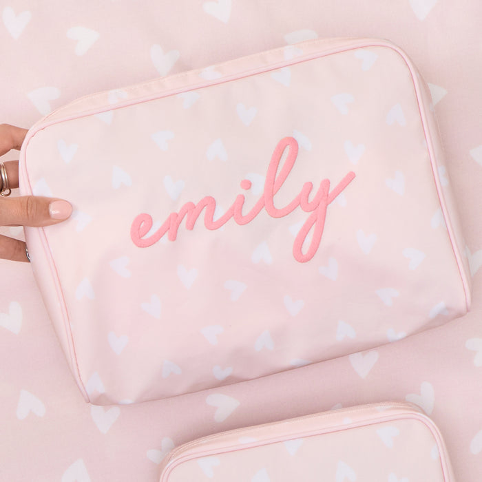Tossed Pink Hearts / No Embroidery