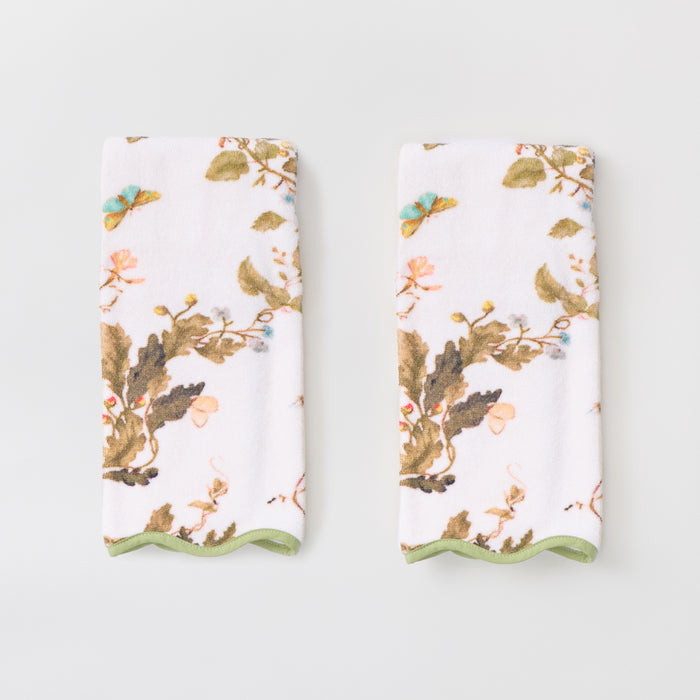 Leah O'Connell x Weezie Floral Scallop Hand Towels (pair)