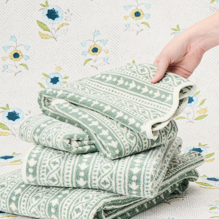 Leah O'Connell x Weezie Patterned Scallop Hand Towels (pair)