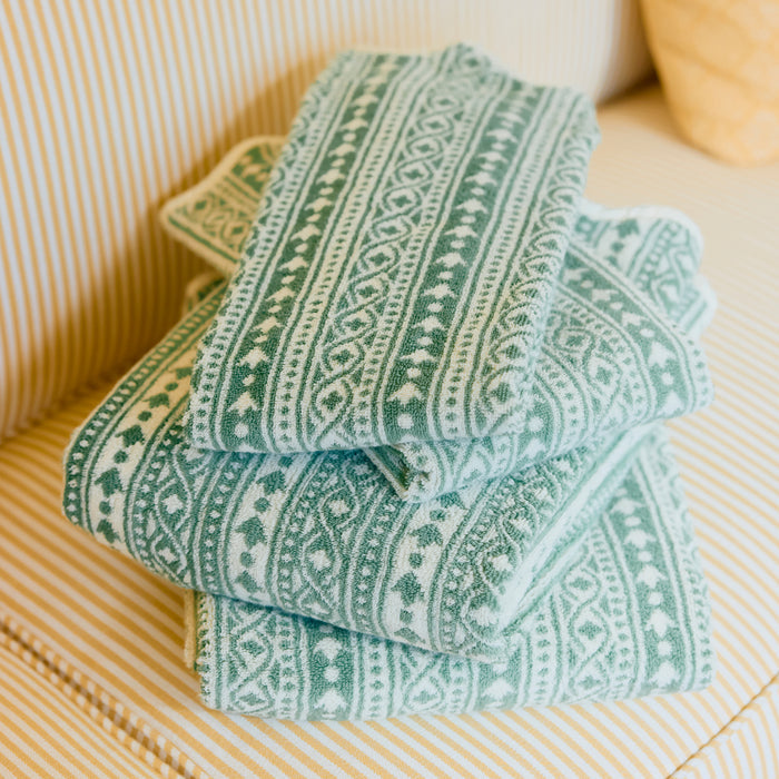 Leah O'Connell x Weezie Patterned Scallop Hand Towels (pair)