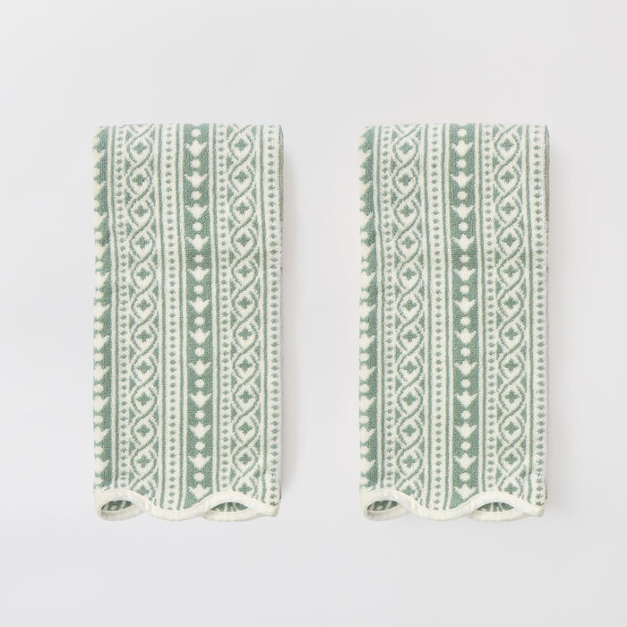 Leah O'Connell x Weezie Patterned Scallop Hand Towels (pair)