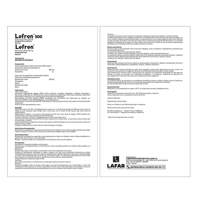 Lefren 200Mg 5Ml Susp X 30Ml Azitromicina