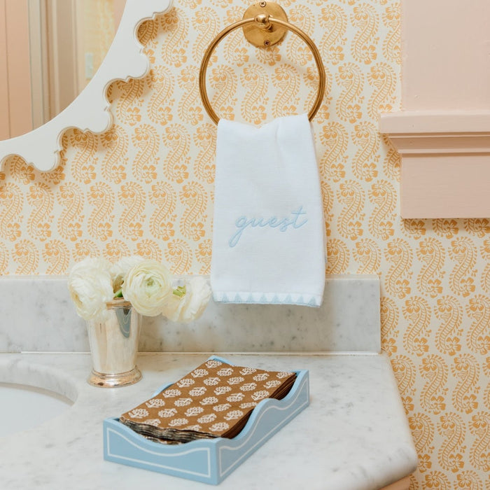 Linen-Like Paper Guest Towel and Lacquer Tray Set