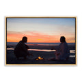 Jesus Christ with Peter on the beach. 'Lovest Thou Me' is a realistic Christian art work on canvas with gold frame by Reflections of Christ.