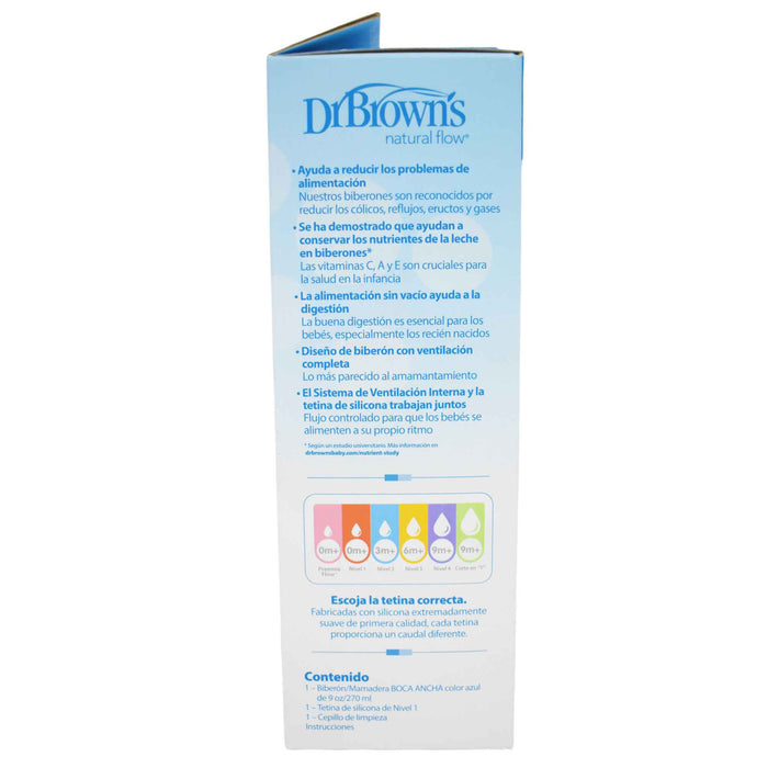 Mamadera Anti Cólicos Opciones Dr.Browns Azul X 270Ml