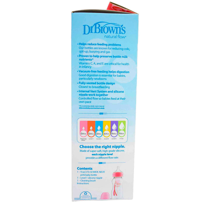 Mamadera Anti Cólicos Opciones Dr.Browns Rosa X 270Ml