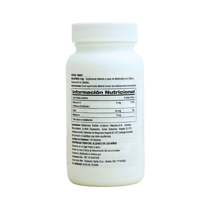 Melatonin 3Mg+Vitamina B6 X 120 Tabletas