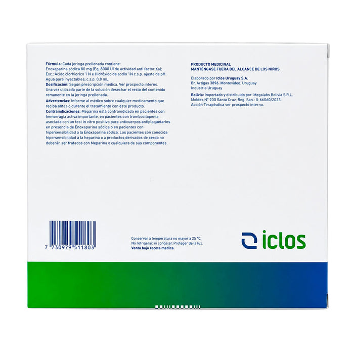 Meparina Enoxaparina 80Mg Sc X Jeringa Prellenada 0.8Ml