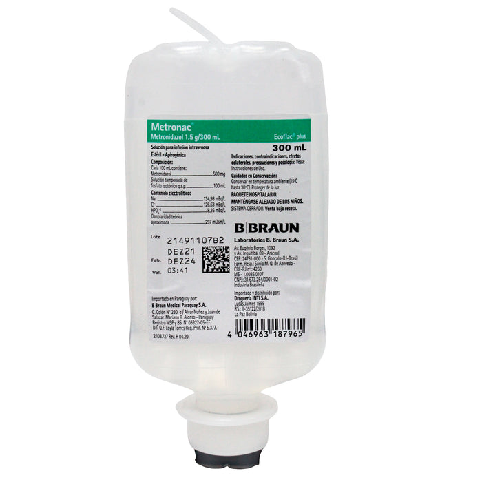 Metronac 1500Mg Iv Frasco X 300Ml Metronidazol