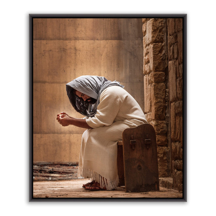 Jesus Christ 'Miracle Maker' hands. Realistic Christian art work on canvas with black frame by Reflections of Christ.