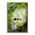 Jesus Christ praying in the grove. 'My Joy is Full' realistic Christian wall art on canvas with gold frame by Reflections of Christ.