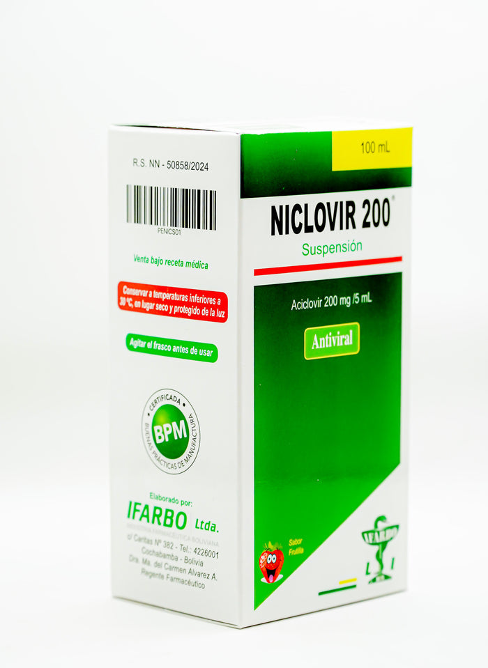 Niclovir Aciclovir 200Mg/5Ml Suspensión X 100Ml