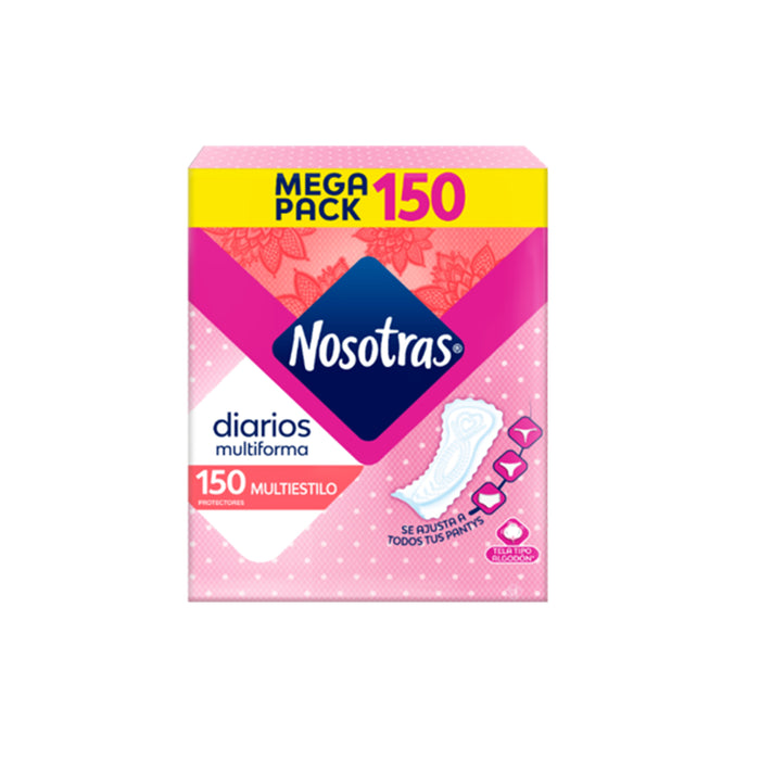 Bolsa de protectores diarios Nosotras Multiestilo, 150 unidades.