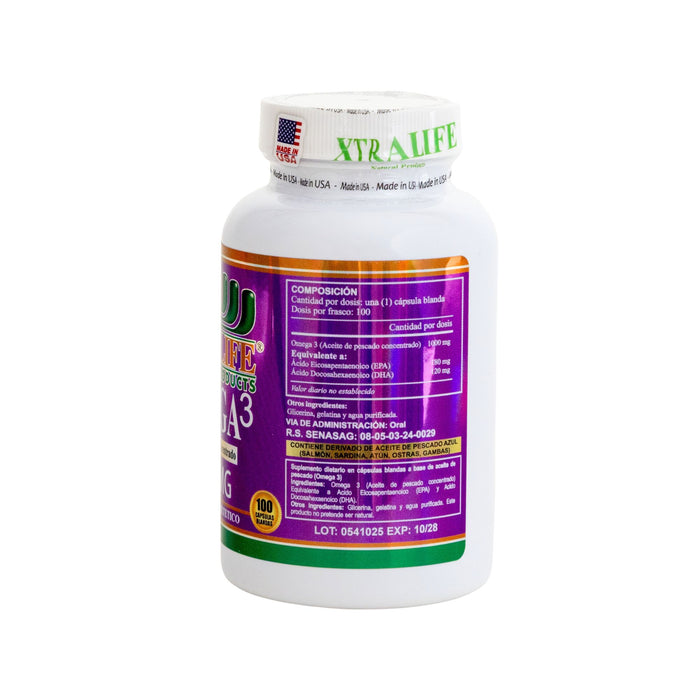 Omega 3 1000Mg Xtralife X 100 Cápsulas