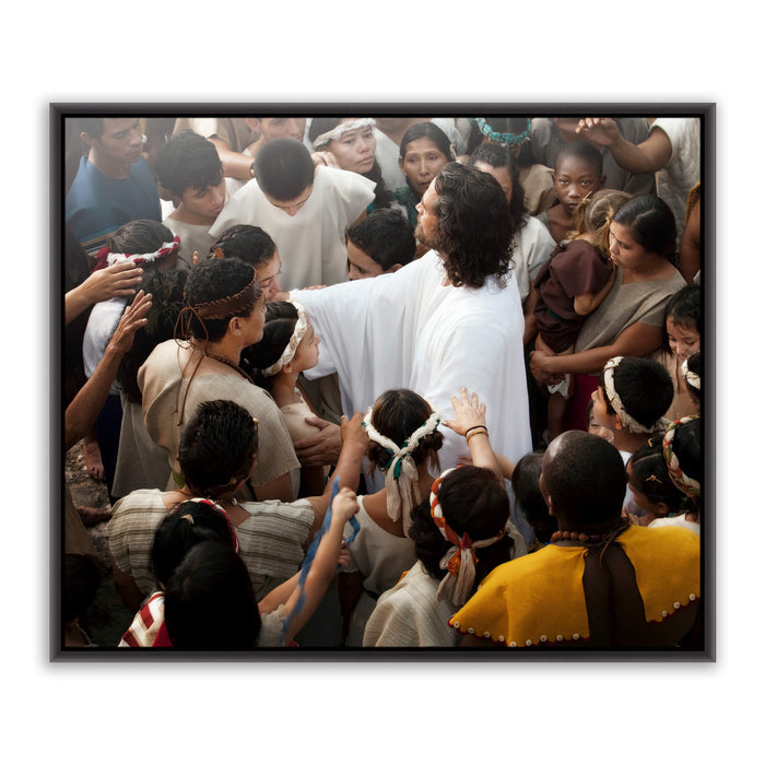 Modern Christian wall art. 'Other Sheep' Jesus Christ on metal with black frame by Reflections of Christ.