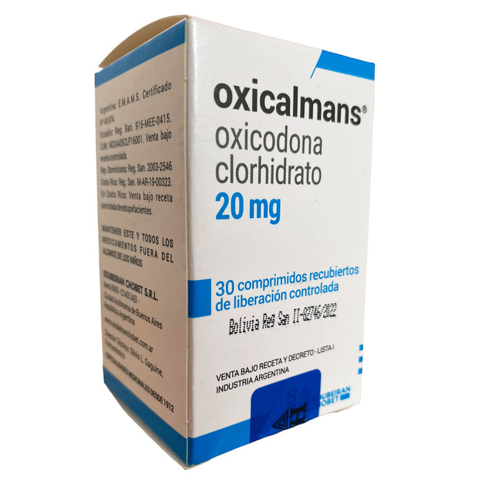 Oxicalmans 20Mg Oxicodona Frasco X 30 Comprimidos