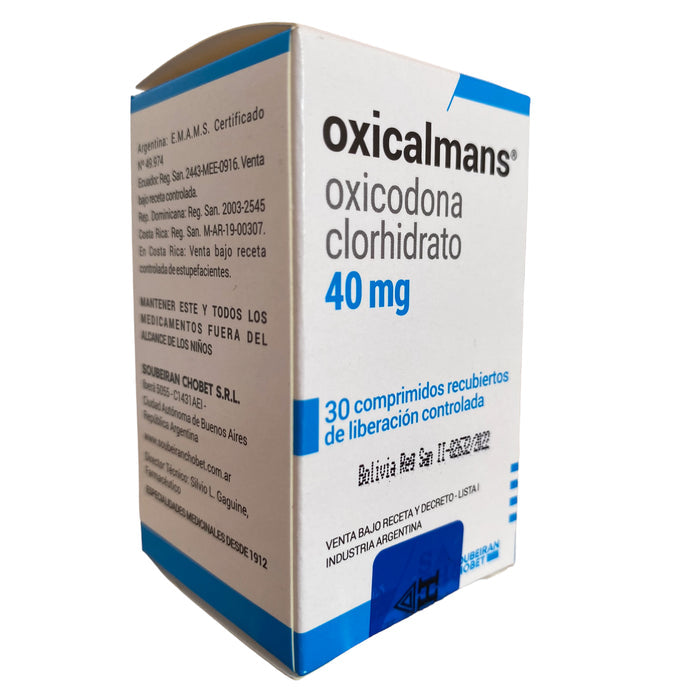 Oxicalmans 40Mg Oxicodona Frasco X 30 Comprimidos