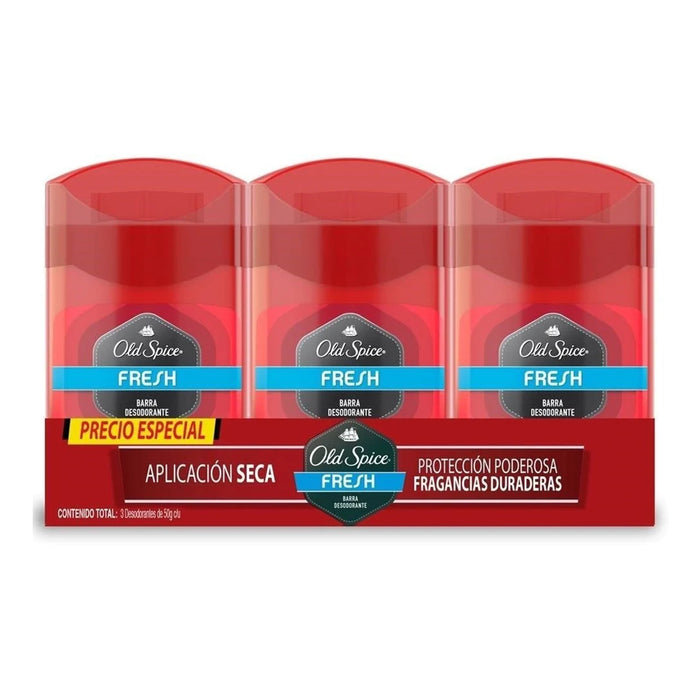 Pack de 3 barras desodorantes Old Spice Fresh de 50g.