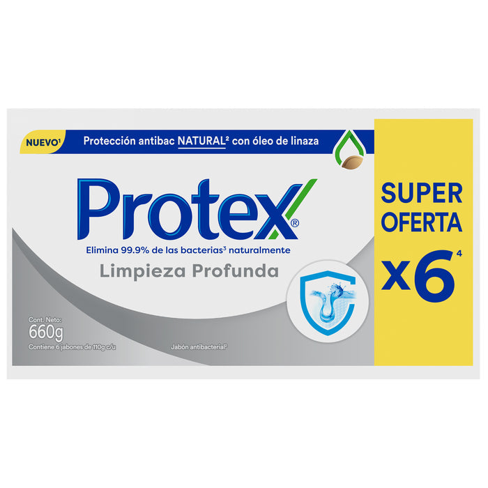Paquete de 6 jabones Protex Limpieza Profunda de 110g.