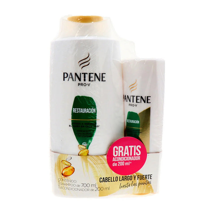 Pack de botella de Shampoo Pantene Restauración 700ml y botella de acondicionador 200ml.