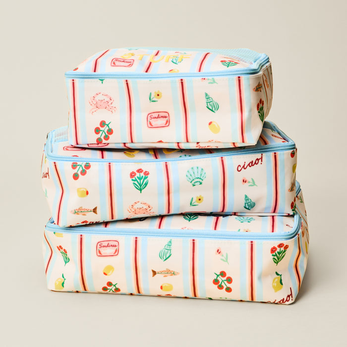 the packing cube bundle in Dolce Vita, stacked on top of each other