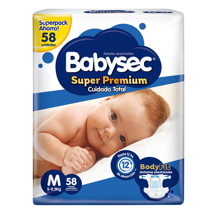 Pañales Babysec Super Premium Talla M x58.
