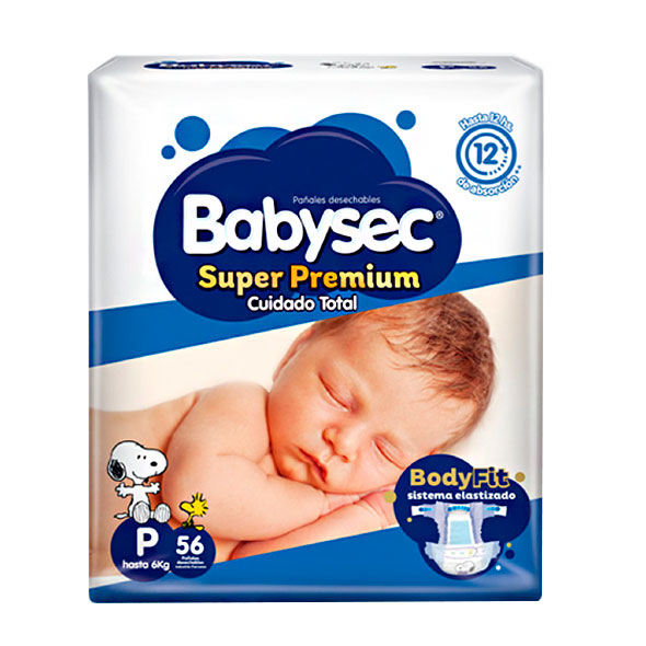 Pañal Super Premium Babysec Talla P X 56 Unidades
