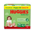 Pañales Active Sec Xg/4 Verde Huggies X 74 Unidades