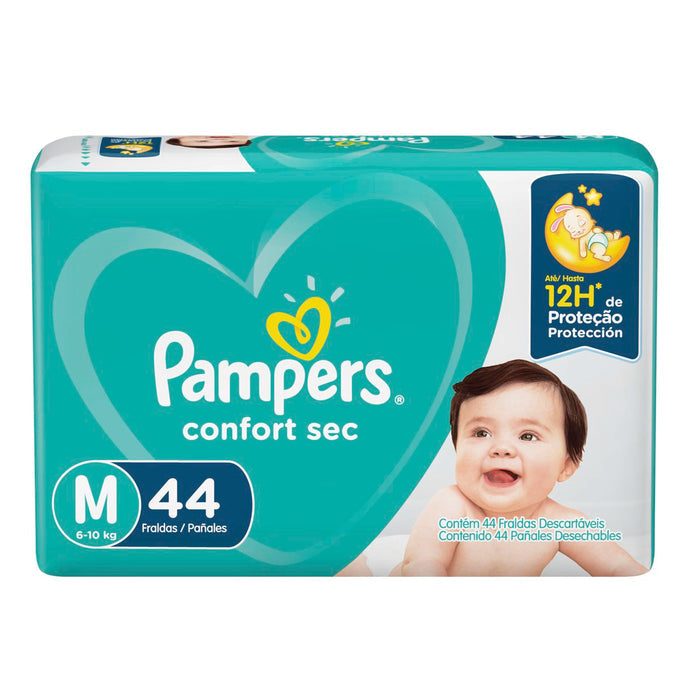 Pañales Confort Sec Pampers Talla M 6 A 10Kg X 44 Unidades