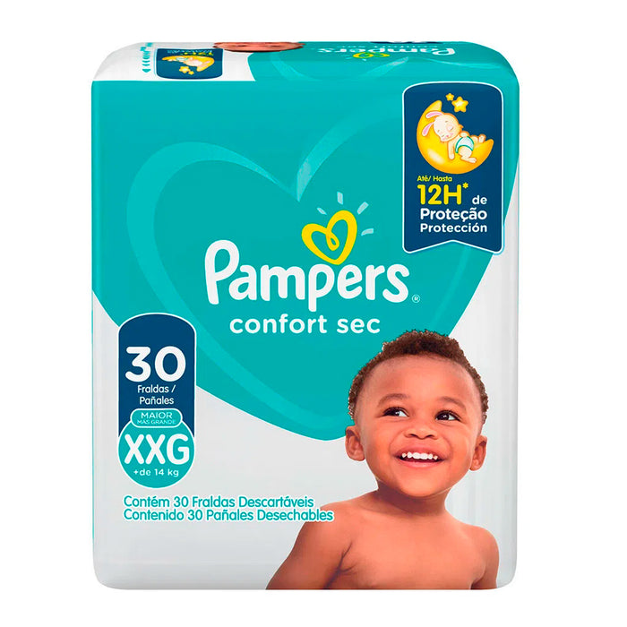 Pañales Confort Sec Pampers Talla Xxg Mas De 14Kg X 30 Unidades