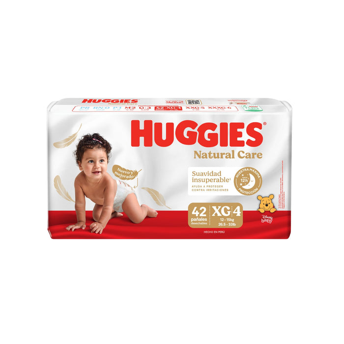 Pañales Natural Care Unisex Huggies Talla Xg 12 A 15Kg X 42 Unidades