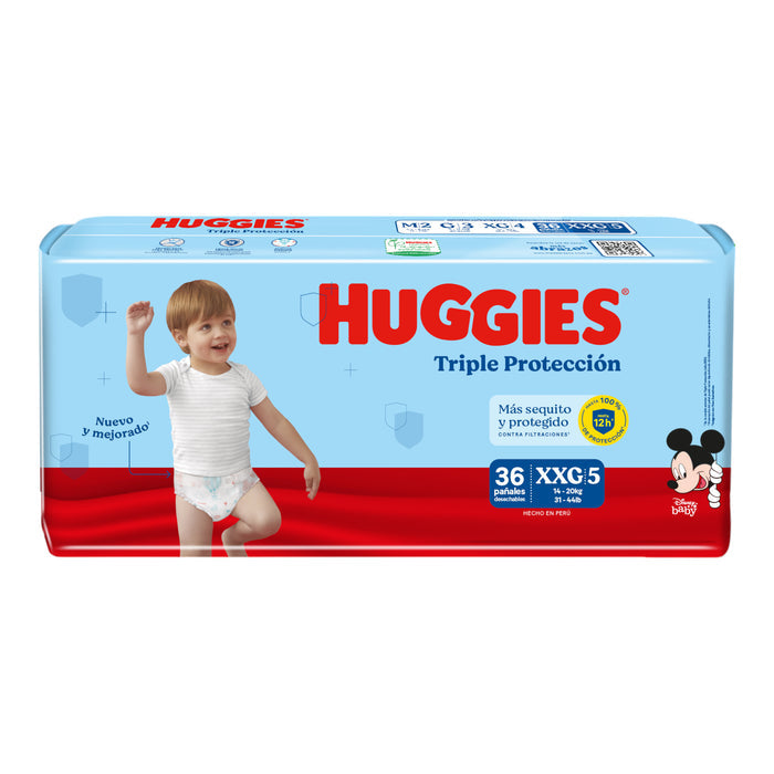 Pañales Triple Protección Huggies Talla Xxg Más De 14Kg X 36 Unidades