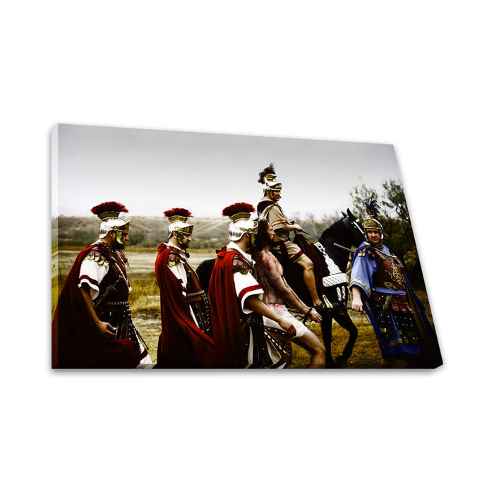 Jesus Christ 'Patience' with Roman soldiers. Realistic Christian art work on canvas by Reflections of Christ.