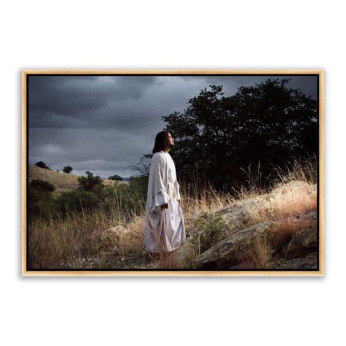 Jesus Christ 'Progression' to Gethsemane. Modern Christian art work on canvas with gold frame by Reflections of Christ.