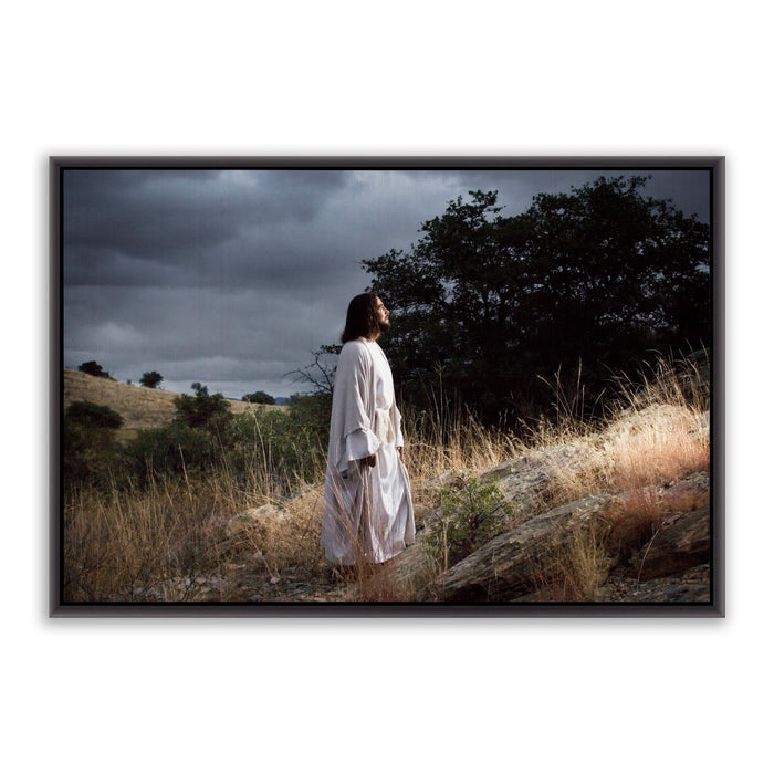 Jesus Christ 'Progression' to Gethsemane. Modern Christian art work on canvas with black frame by Reflections of Christ.