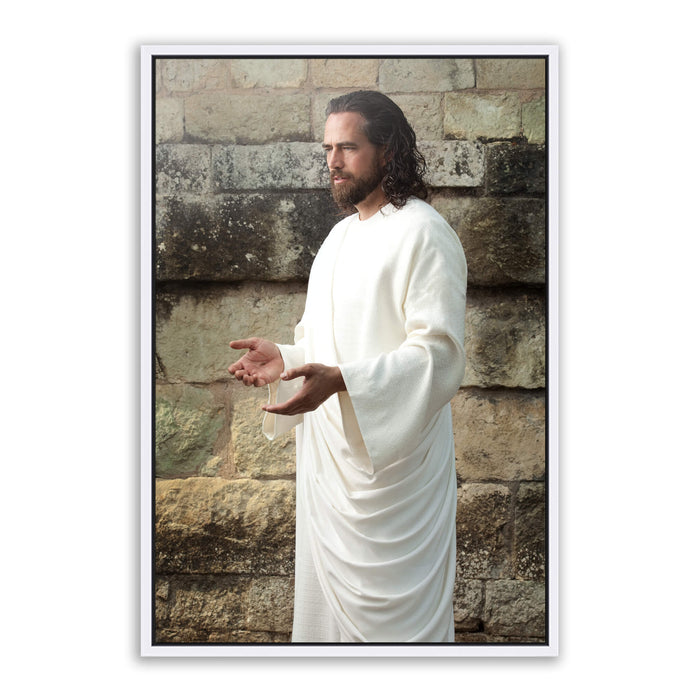 Jesus Christ 'Prophet' teacher. Realistic Christian art work on metal with white frame by Reflections of Christ.